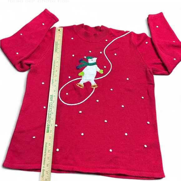 CINNAMON CINDER Red Knit Vintage  Christmas Sweat W/Polar Bear Design XXL - Picture 6 of 7